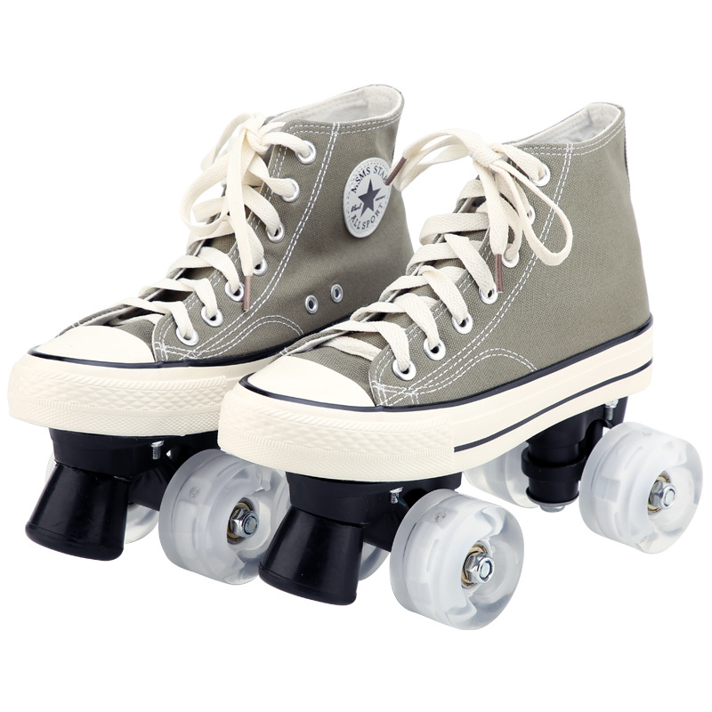 Adult men's and women's canvas doublerow roller skates Roller skate