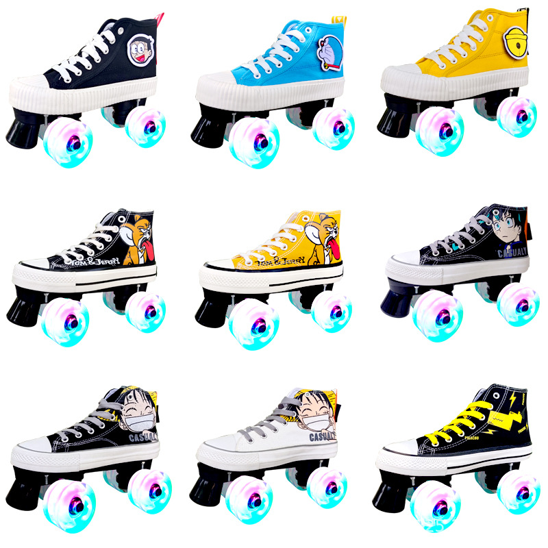 Canvas doublerow skates fourwheel roller skates Roller skate