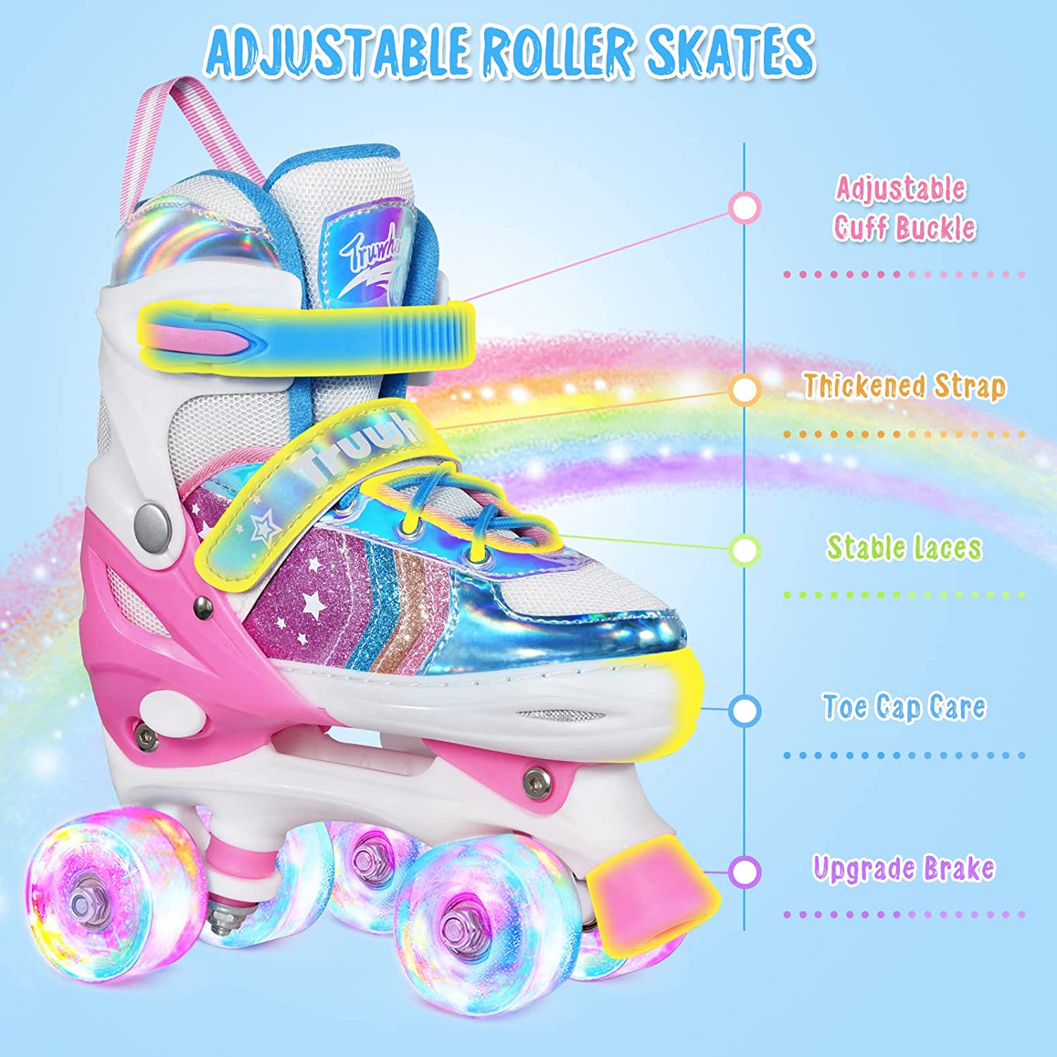 4 Size Adjustable Light Up Roller Skates For Kids Roller skate