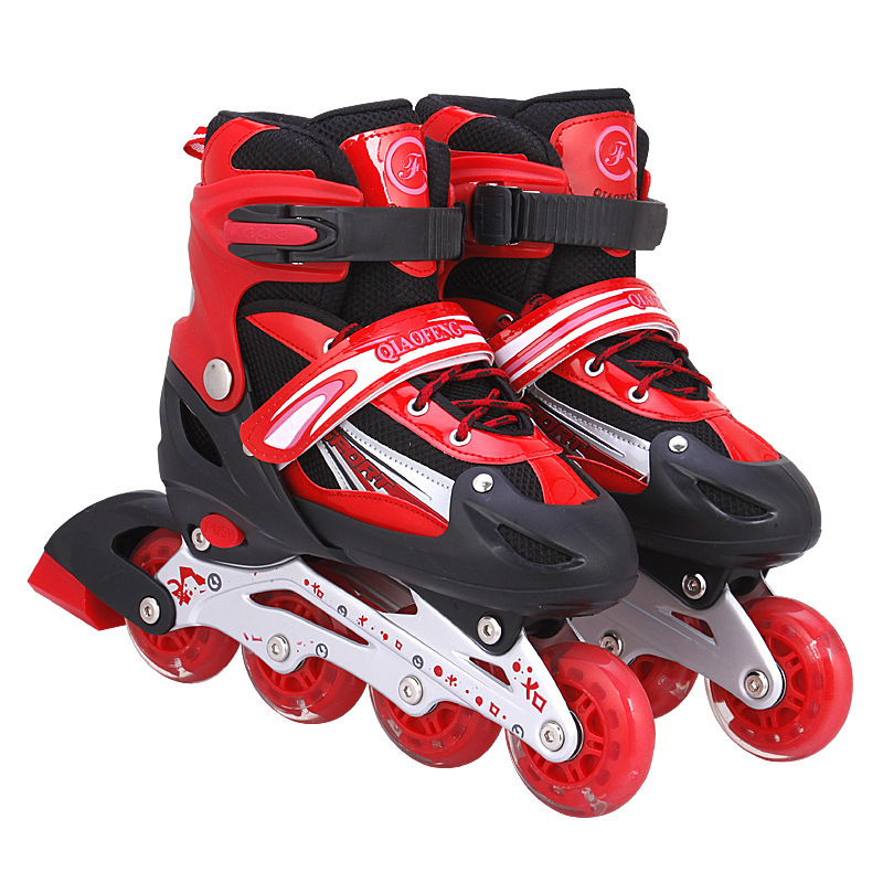 Factory wholesale PU full flash children's skate set Roller skate