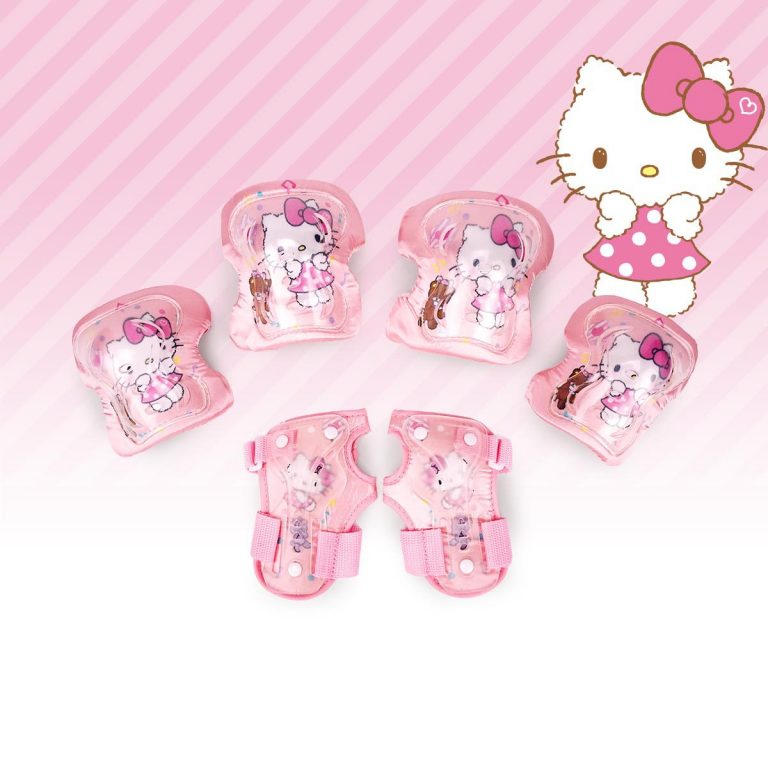Hello Kitty helmet roller skating knee pad set protective gear