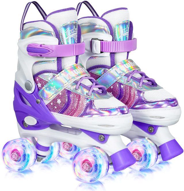 4 Size Adjustable Light Up Roller Skates For Kids (2)